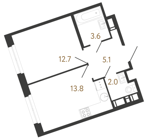 1-комнатная квартира, 37.2 м²; этаж: 4 - купить в Санкт-Петербурге