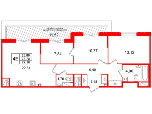 3-комнатная квартира, 73.7 м²; этаж: 6 - купить в Санкт-Петербурге