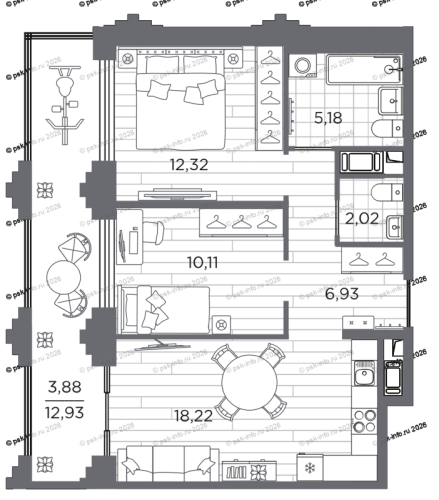 2-комнатная квартира, 58.35 м²; этаж: 7 - купить в Санкт-Петербурге