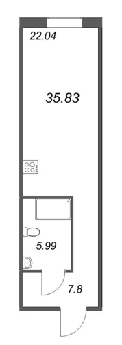 1-комнатная квартира, 35.83 м²; этаж: 1 - купить в Санкт-Петербурге