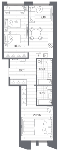2-комнатная квартира, 79.29 м²; этаж: 8 - купить в Санкт-Петербурге