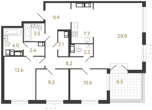 3-комнатная квартира, 99.9 м²; этаж: 22 - купить в Санкт-Петербурге