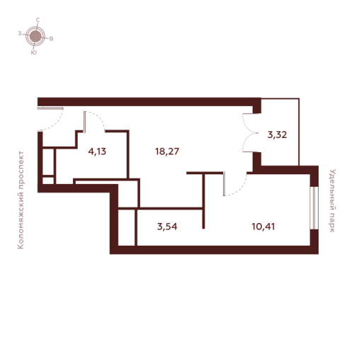 1-комнатная квартира, 39.67 м²; этаж: 22 - купить в Санкт-Петербурге