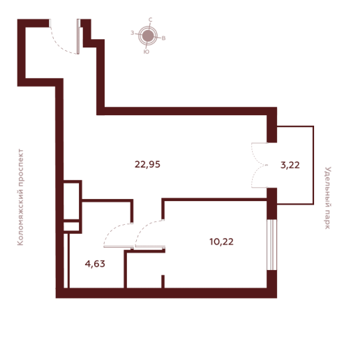 1-комнатная квартира, 41.12 м²; этаж: 14 - купить в Санкт-Петербурге