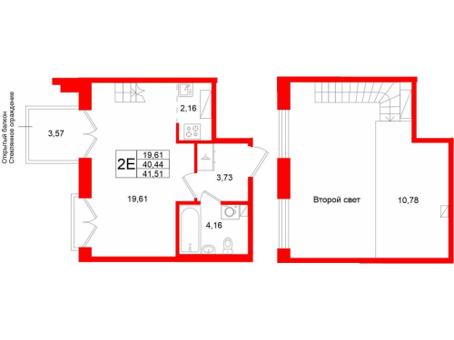 1-комнатная квартира №1 в: Аристократ: 40.44 м²; этаж: 8 - купить в Санкт-Петербурге
