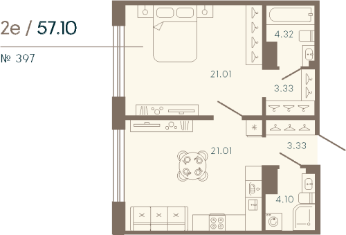 1-комнатная квартира, 57.1 м²; этаж: 6 - купить в Санкт-Петербурге