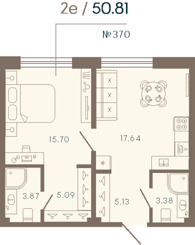 1-комнатная квартира, 50.81 м²; этаж: 4 - купить в Санкт-Петербурге