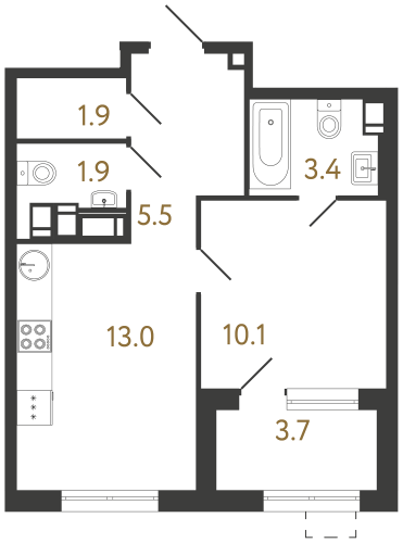 1-комнатная квартира, 35.8 м²; этаж: 3 - купить в Санкт-Петербурге