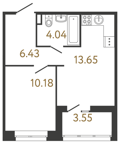 1-комнатная квартира, 34.3 м²; этаж: 3 - купить в Санкт-Петербурге