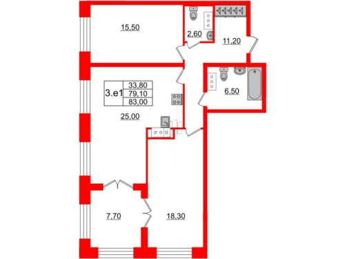 2-комнатная квартира, 79.1 м²; этаж: 1 - купить в Санкт-Петербурге
