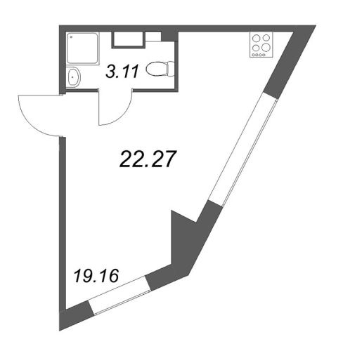 1-комнатная квартира, 22.27 м²; этаж: 4 - купить в Санкт-Петербурге