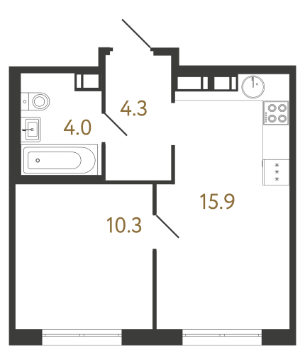 1-комнатная квартира, 34.5 м²; этаж: 8 - купить в Санкт-Петербурге