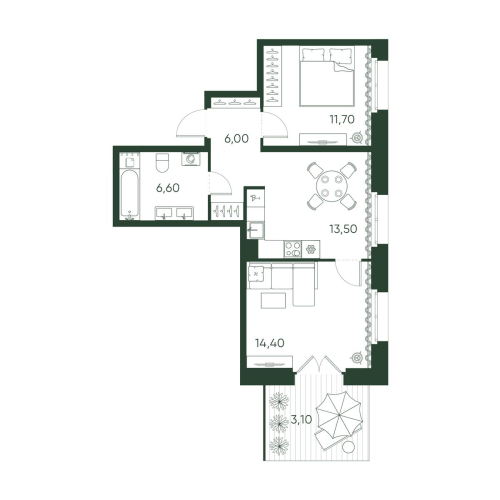 3-комнатная квартира, 55.3 м²; этаж: 2 - купить в Санкт-Петербурге