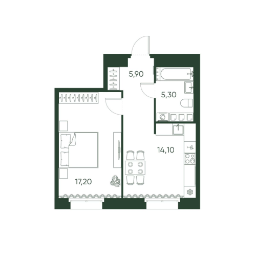 1-комнатная квартира, 42.5 м²; этаж: 2 - купить в Санкт-Петербурге