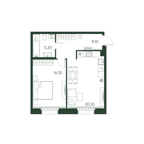 1-комнатная квартира, 50.5 м²; этаж: 2 - купить в Санкт-Петербурге