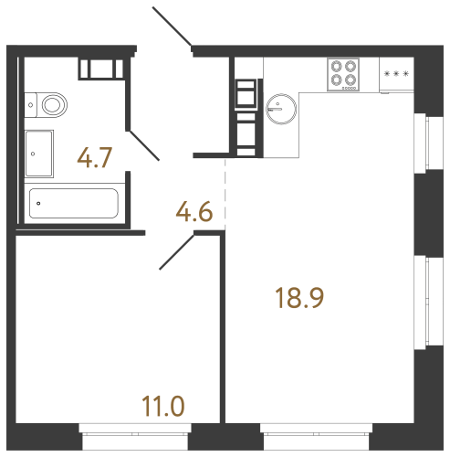 1-комнатная квартира, 39.2 м²; этаж: 3 - купить в Санкт-Петербурге