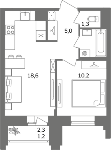 1-комнатная квартира, 40.2 м²; этаж: 13 - купить в Санкт-Петербурге