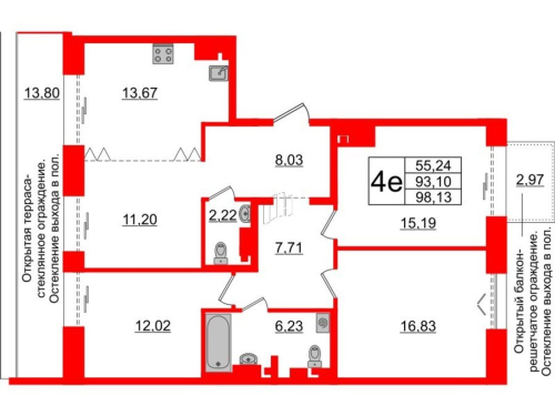 4-комнатная квартира, 93.1 м²; этаж: 7 - купить в Санкт-Петербурге