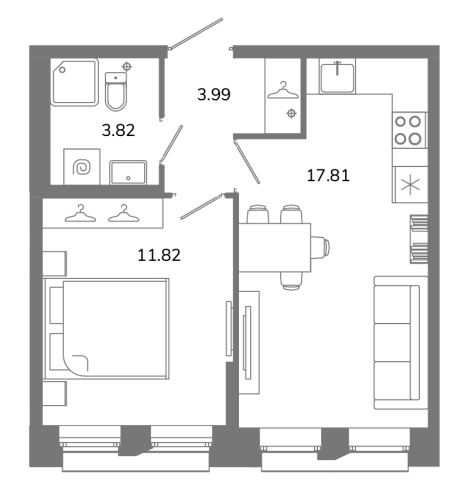 1-комнатная квартира, 37.44 м²; этаж: 2 - купить в Санкт-Петербурге