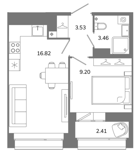 1-комнатная квартира, 34.21 м²; этаж: 10 - купить в Санкт-Петербурге