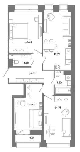 3-комнатная квартира, 82.36 м²; этаж: 12 - купить в Санкт-Петербурге