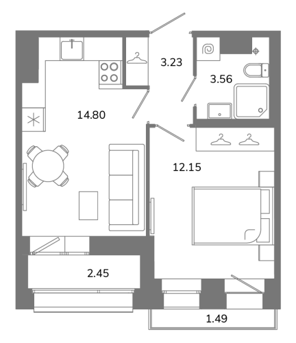 1-комнатная квартира, 35.4 м²; этаж: 10 - купить в Санкт-Петербурге