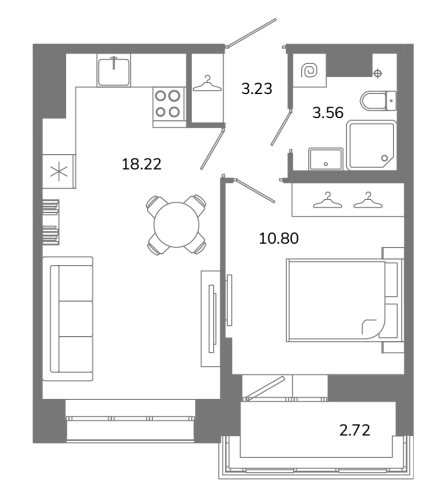 1-комнатная квартира, 37.17 м²; этаж: 9 - купить в Санкт-Петербурге