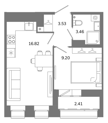 1-комнатная квартира, 34.21 м²; этаж: 11 - купить в Санкт-Петербурге