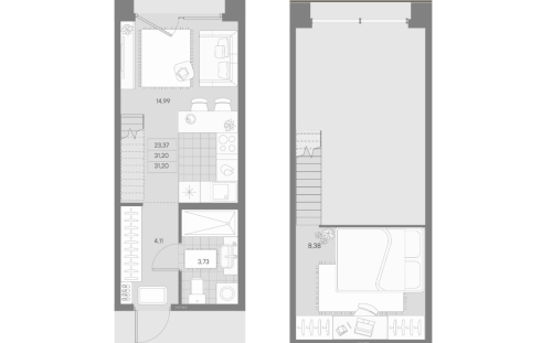 1-комнатная квартира, 31.21 м²; этаж: 1 - купить в Санкт-Петербурге