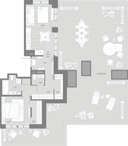 1-комнатная квартира №53 в: AVANT: 205.12 м²; этаж: 8 - купить в Санкт-Петербурге