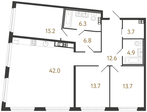 3-комнатная квартира, 118.9 м²; этаж: 5 - купить в Санкт-Петербурге
