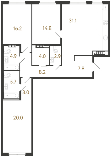 3-комнатная квартира, 118.6 м²; этаж: 6 - купить в Санкт-Петербурге