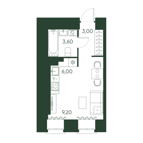 1-комнатная квартира, 21.8 м²; этаж: 4 - купить в Санкт-Петербурге