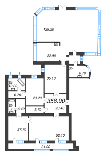 4-комнатная квартира №41 в: ТРИ ГРАЦИИ: 365.09 м²; этаж: 6 - купить в Санкт-Петербурге