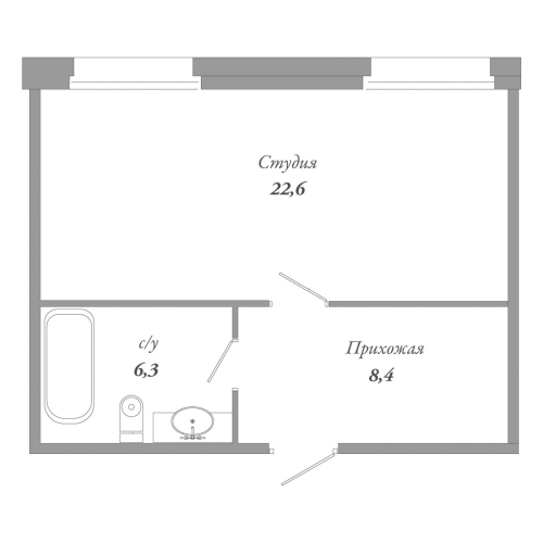 1-комнатная квартира №32 в: ПРИОРИТЕТ: 37.3 м²; этаж: 2 - купить в Санкт-Петербурге