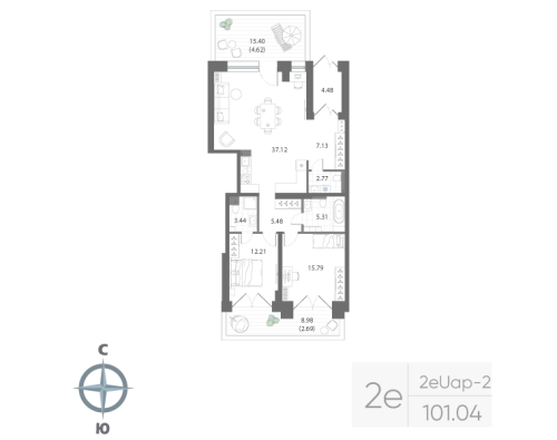 2-комнатная квартира, 101.04 м²; этаж: 1 - купить в Санкт-Петербурге